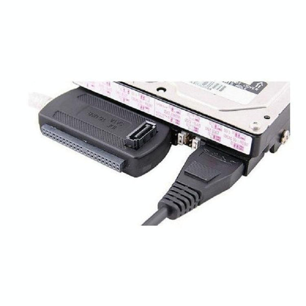 YP009 Three-Purpose USB to IDE/SATA Easy Drive Cable Hard Disk Drive Data Cable with Power Supply(UK Plug Set)