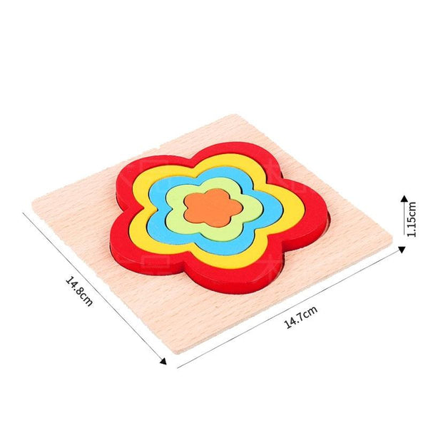 DIY Creative 3D Wooden Puzzle Geometry Shape Puzzle Children Educational Toys(Gear Shape)