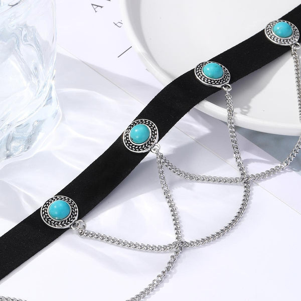 Punk Vintage Velvet Clavicle Chain Metal Rock Necklace, Spec: N2211-8