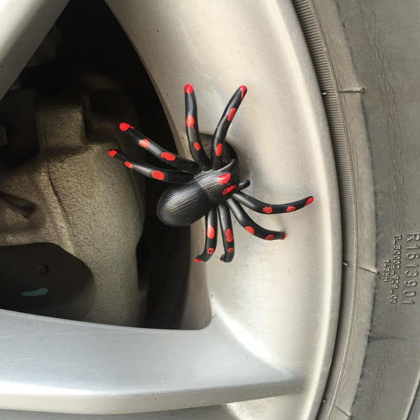 4 PCS Universal Spider Shape Car Motor Bicycle Tire Valve Caps (Red)