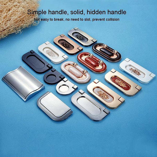 1052-32 Simple European Furniture Drawer Hidden Buckle Handle(Matte Black)