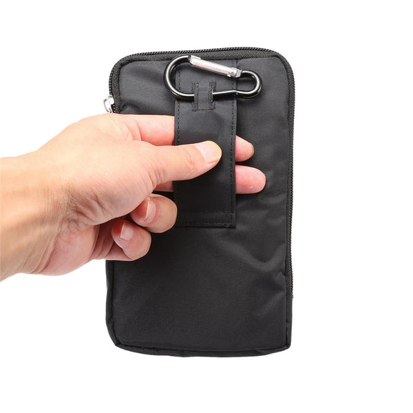 6.4 inch Multifunctional Waterproof Canvas Sports Storage Waist Packs / Phone Cases / Hiking Bag / Camping Bag with Hanging Hook for iPhone 7 Plus / 6S Plus / Galaxy S7 Edge+ / Galaxy Note 8(Black)