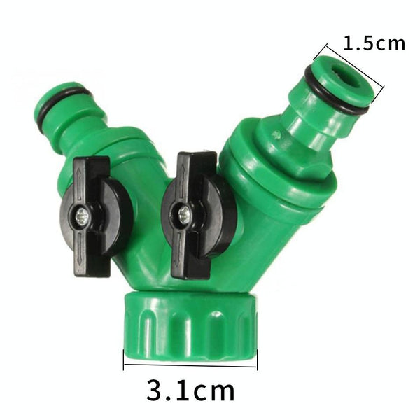 2 Way Garden Plumbing Hose Quick Connect Switch Horticultural Irrigation Faucet Ball Valve(AT015)