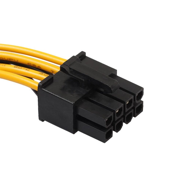 0.2m Full Copper GPU Graphics Card 8 Pin Female To Double 15 Pin SATA Computer Motherboard Power Transfer Line(Black and Yellow Line)