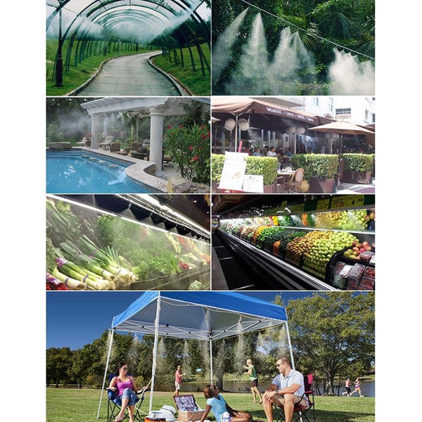 Outdoor Lawn Garden PE Hose Mist Watering Line Misting Cooling System with 21 x Mist Nozzles, Length: 15m (White)