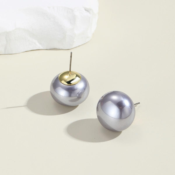 E2208-3 Gray Pearl Stud Earrings Jewelry