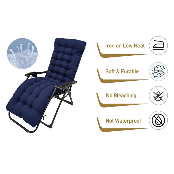 170x53x8cm Thickened Slip-on Home Recliner Cushion Garden Rocking Chair Cushion(Navy Blue)