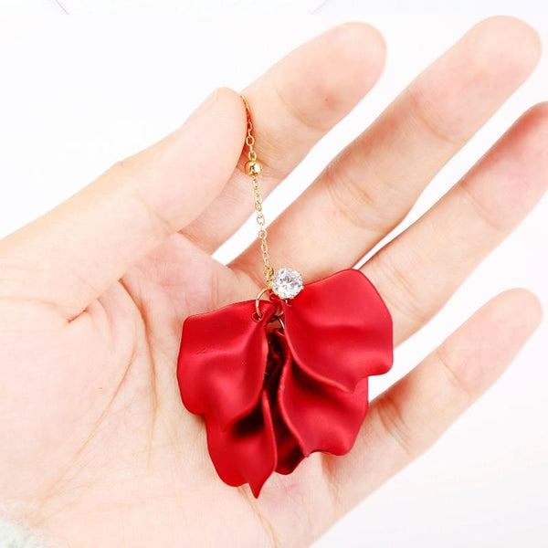 Long Exaggerated Fabric Art Handmade Petal Earrings, Color: E1910-5 Vermiculite Model