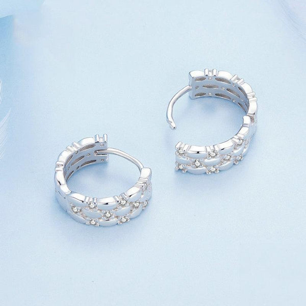 BSE786 Sterling Silver S925 Zircon Plated Platinum Earrings