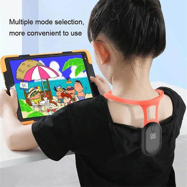 2150 Student Humpback Vibration Reminds With LCD Hanging Neck Corretor(Black)