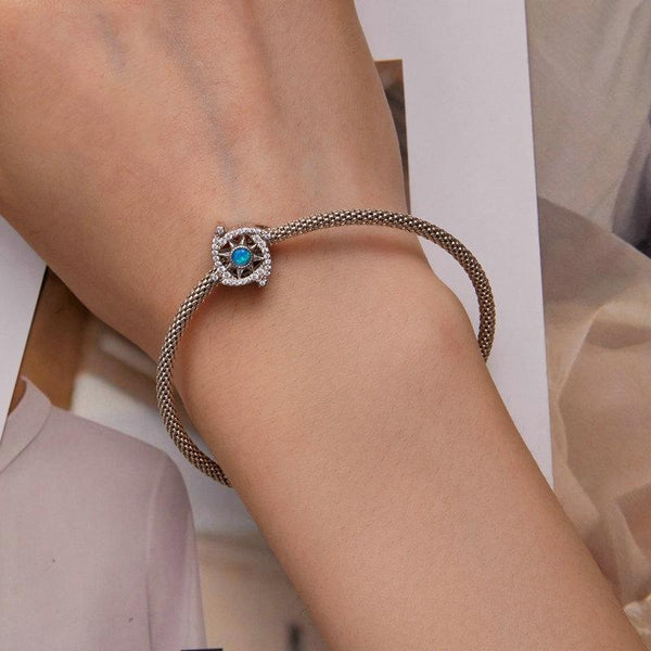 BSC752 S925 Sterling Silver Meteor Plated Platinum Zircon Bracelet Beads