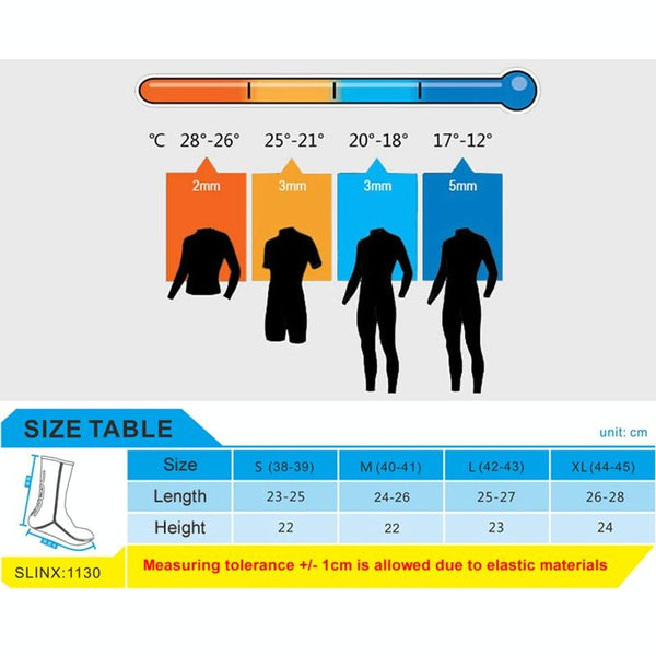 SLINX 1702 3mm Neoprene Non-slip Warm Diving Socks, Size: L