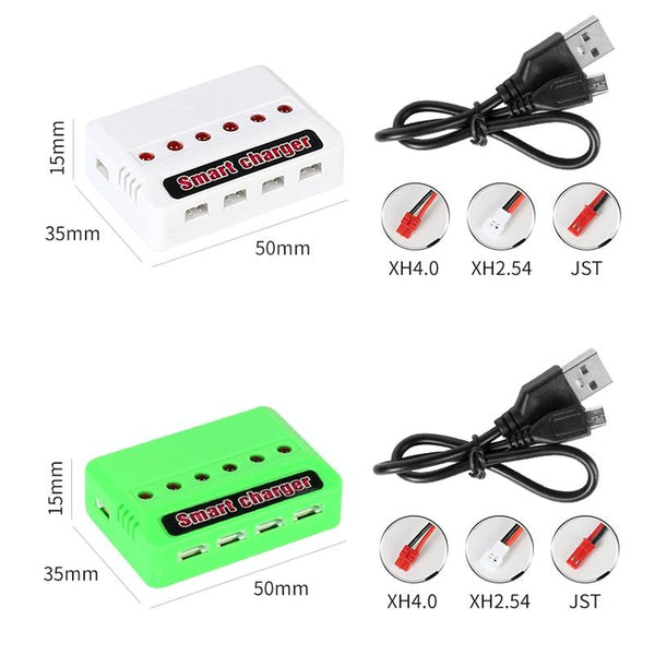 One To Six 3.7V Lithium Battery Drone USB Charger, Color: Green JST Port