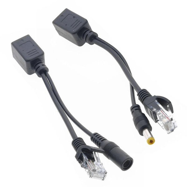 RJ45 PoE Injector Splitter Kit - 2.1x5.5mm Black