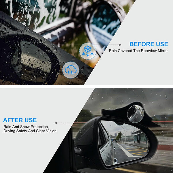 1pair Car Rearview Mirror Rain Eyebrow Blind Spot Reversing Round Mirror(White)