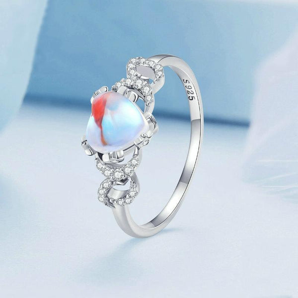 BSR369 Sterling Silver S925 Heart Moonstone Ring(No.6)