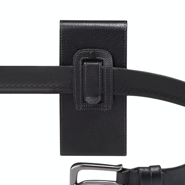 6.1 Inch  Men Vertical Mobile Phone Waist Bag Litchi Pattern Back Clip Buckle Belt Leather Case
