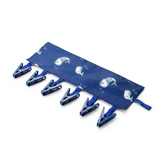 Multi Clip Portable Fabric Clothes Hanger Multifunctional Folding Fabric Clothes Clip Hangers, Color: Whale