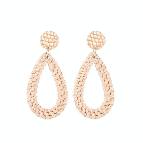 E2002-7 Knock Pattern Water Drop Bamboo Vine Handmade Woven Earrings Bosomia Style Earrings