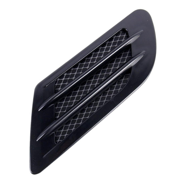 2 PCS Euro Style Plastic Decorative Air Flow Intake Turbo Bonnet Hood Side Vent Grille Cover With Self-adhesive Sticker(Black)