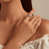 BSR367 Sterling Silver S925 Lace Tassel Platinum Plated Zircon Hollow Ring(No.7)
