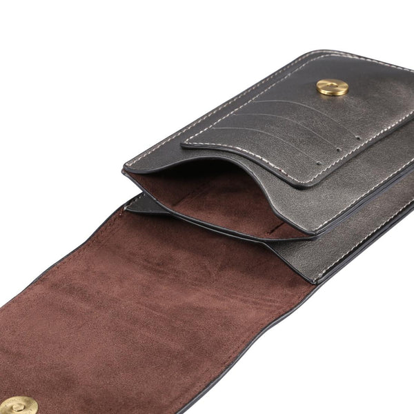 Lambskin Texture Men Phone Universal Double Lattice Waist Bag Leather Case, Size:L(Grey)