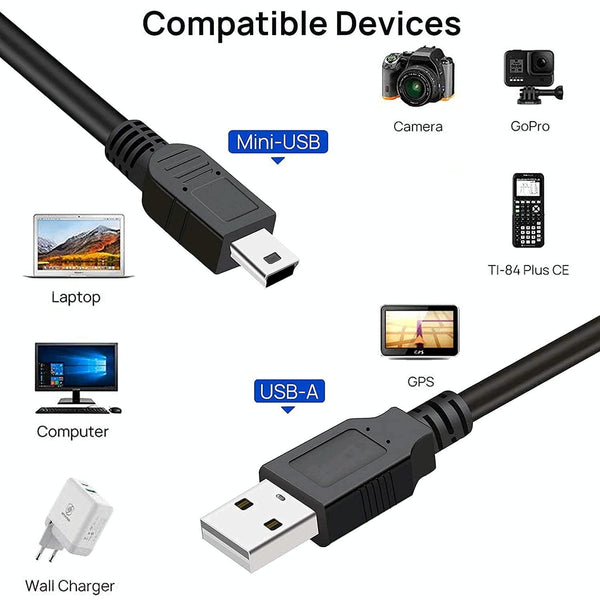 USB 2.0 AM to Mini 5pin USB Cable, Length: 1.5m(Black)
