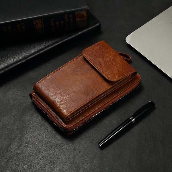 Elephant Pattern Multifunctional Cross Bag Phone Case(Brown)