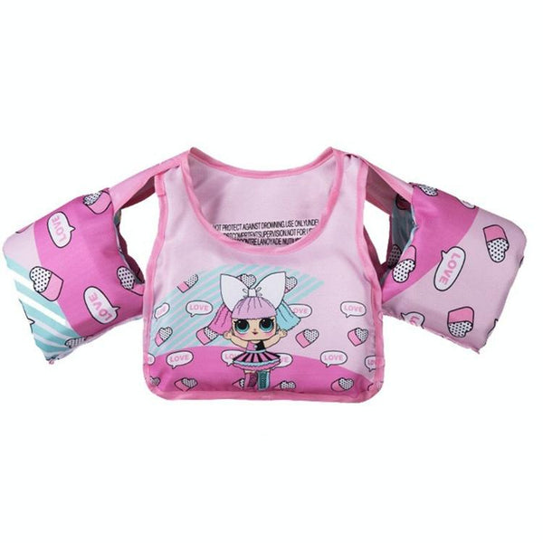 Vest-Style Children Life Jacket Baby Swimming Free Inflatable Arm Foam Life Buoy(Bow Doll)