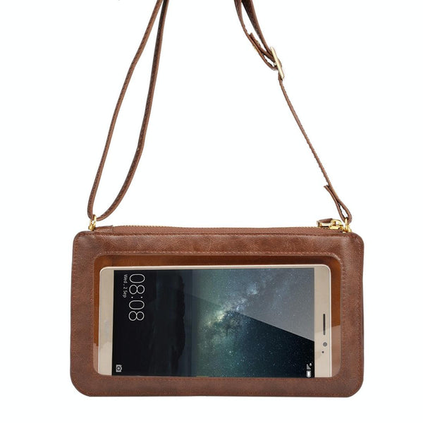 Universal Crazy Horse Texture Touch Screen Wallet Style PU Leather Shoulder Bag for Galaxy Note 8 & Mega 6.3, Huawei Mate 8 / Mate 7, etc. 6.3 inch Below(Coffee)