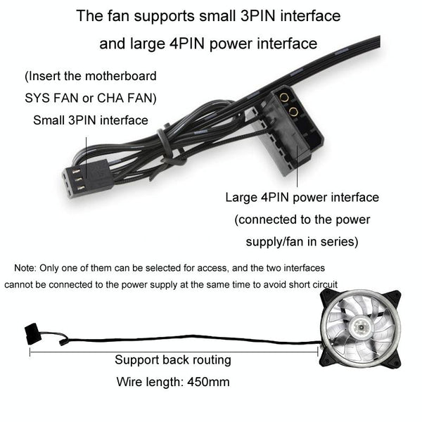 COOLMOON 12cm Dual Aperture Computer Mainframe Chassis Dual Interface Fan(Rainbow)