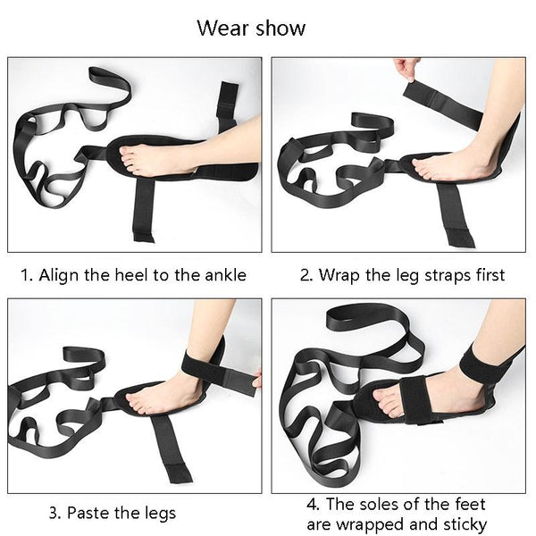 Yoga Stretch Trainer Rehabilitation Correction Belt Foot Drop Stretcher(Black One Size)