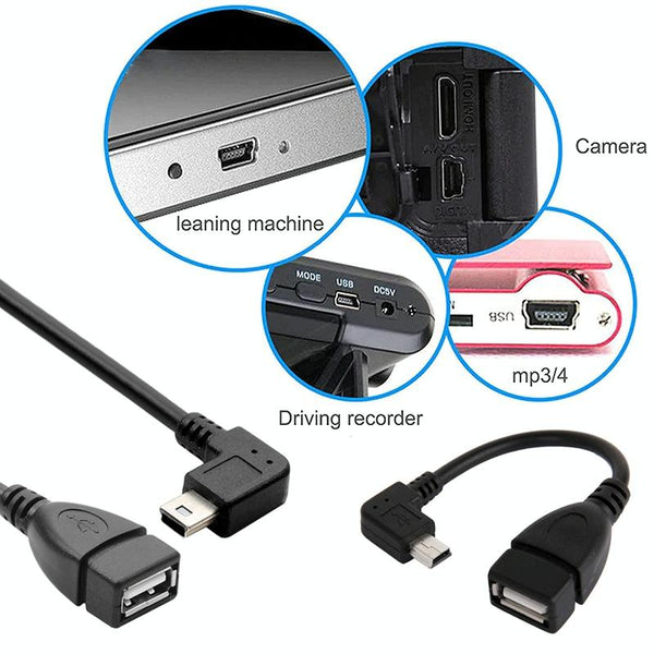 90 Degree Mini USB Male to USB 2.0 AF Adapter Cable with OTG Function, Length: 13cm(Black)
