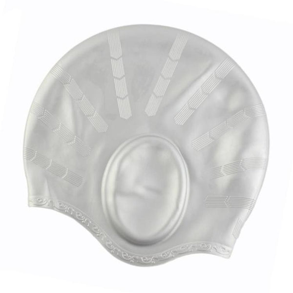 Silicone Ear Protection Waterproof Swimming Cap for Adults with Long Hair(Silver)