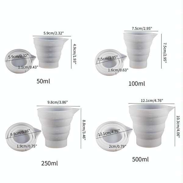 5pcs 100ml Folding DIY Epoxy Measuring Cup Silicone Mold Candle Plaster Glue Mixing Cup