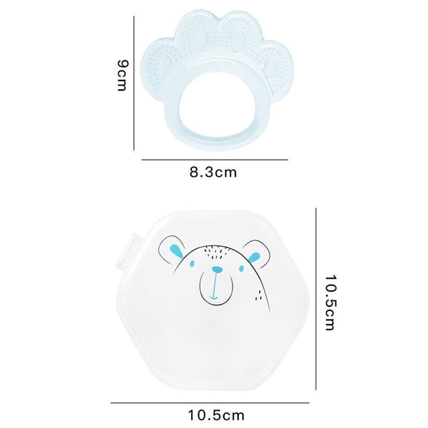 Baby Teething Stick Toys Childrens Silicone Bear Paw Bites With Storage Box(Blue)