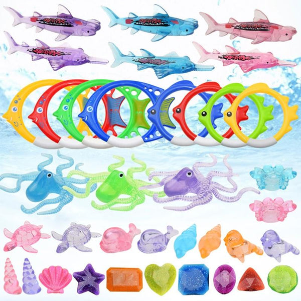 4PCS Big Fish Rings Diving Swimming Pool Toys Children Summer Water Toys