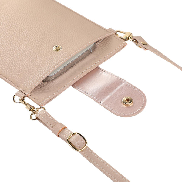 Litchi Texture Card Holder Mobile Phone Bag with Long Strap(Light Pink)
