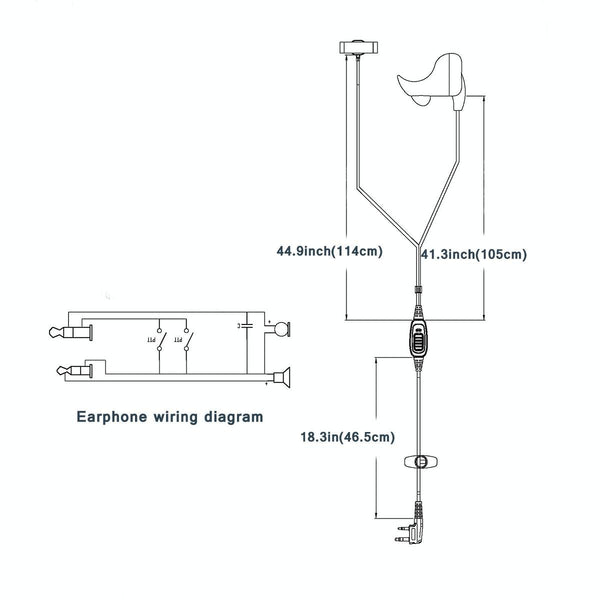 RETEVIS R-161 2 Pin Finger PTT Vibration Conduction Ear Bone Earphone Microphone for H-777/RT7/RT3/RT8
