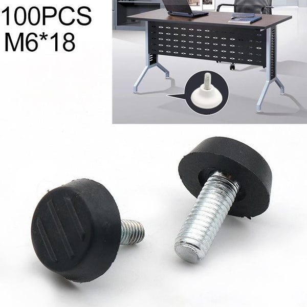 100 PCS Adjustable Foot Pad Furniture Screw Support Stub, M6x18 (Black)