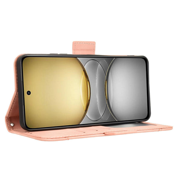 For Realme C75 4G Skin Feel Calf Texture Card Slots Leather Phone Case(Pink)