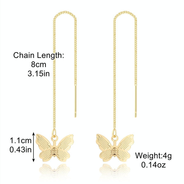 E2210-10 Butterfly Long Ear Wire Women Simple Earrings