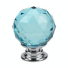 30mm K9 Plated Transparent Glass Crystal Spherical Single Hole Drawer Handle(Lake Blue)