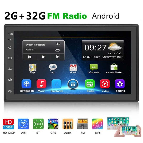A2222KT 7 Inch Android Navigation WiFi Version 2+64G GPS Bluetooth 2.5D Screen Car Central Control MP5 Player, Style:Standard+12Lights Camera
