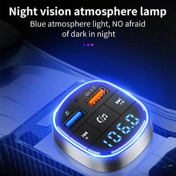 QC3.0 Fast Charge Car Bluetooth MP3 Player Car FM Transmitter(Black)