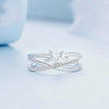BSR336 Sterling Silver S925 Simple White Gold Plated Zirconia Multi-layered Ring(No.6)