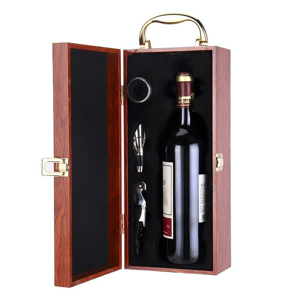Single Piano Finish Red Wine Box Wooden Packing Case Wine Gift Box With Tools(Red Sandalwood)