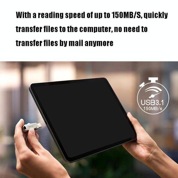 SanDisk Type-C + USB 3.1 Interface OTG High Speed Computer Phone U Disk, Colour: SDDDC4 Silver Metal Shell, Capacity: 128GB