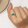 BSR461-7 S925 Sterling Silver White Gold Plated Light Luxury Green Diamond Ring Hand Decoration