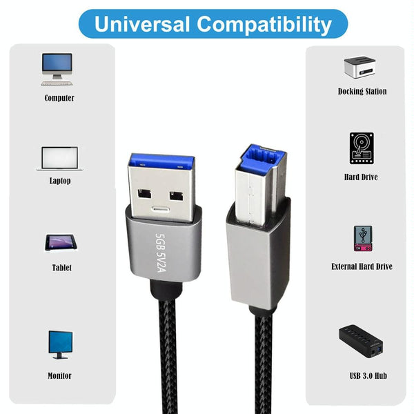 JUNSUNMAY USB 3.0 Male to USB 3.0 Male Cord Cable Compatible with Docking Station, Length:0.3m